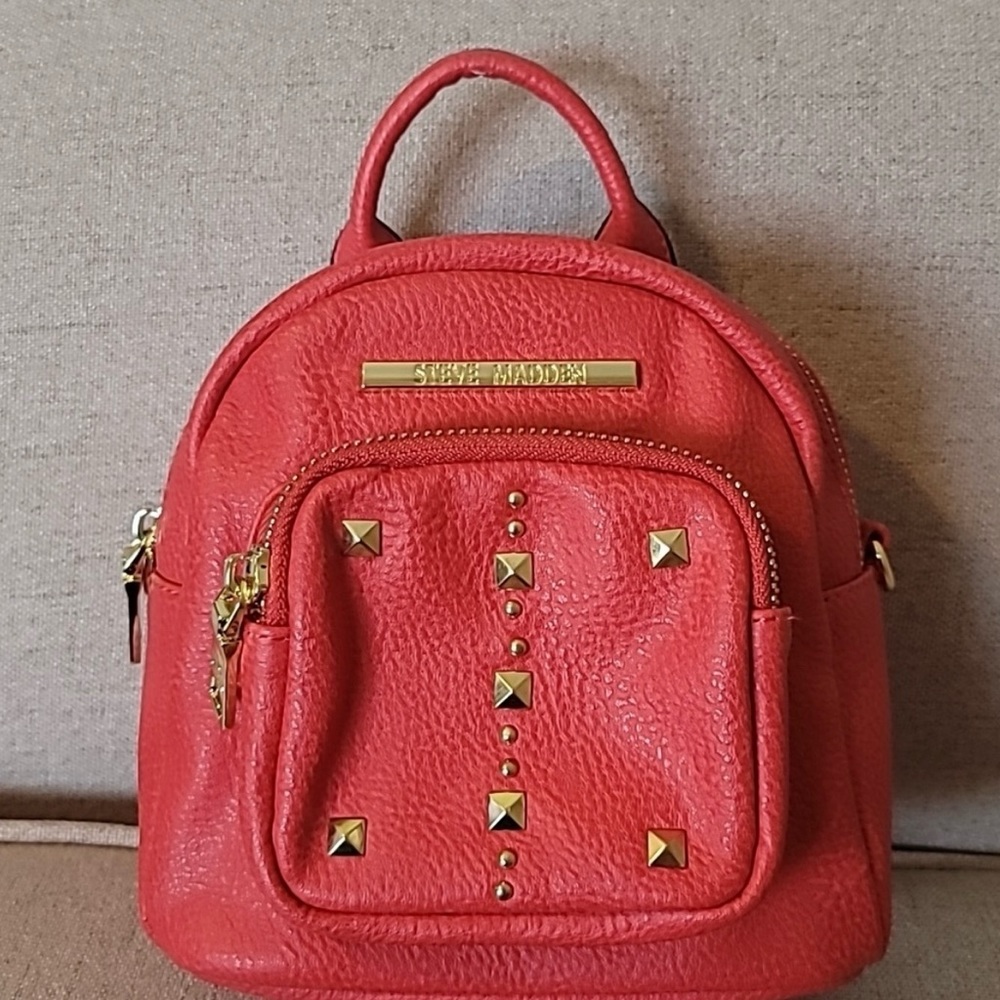Steve Madden Erin Red Pebbled Leather backpack